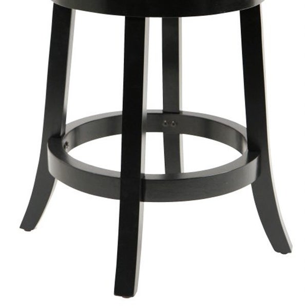 Round Wooden Swivel Counter Stool with Padded Seat and Back， Black - 37.5 H x 18 W x 19.5 L Inches