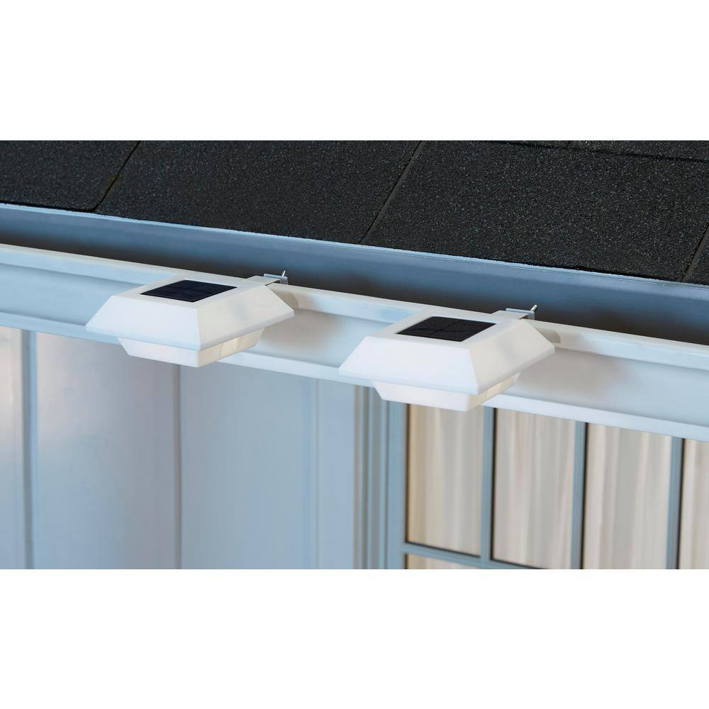 Hampton Bay Solar Powered Integrated LED White Roof Gutter Light (4-Pack) NXT-40001