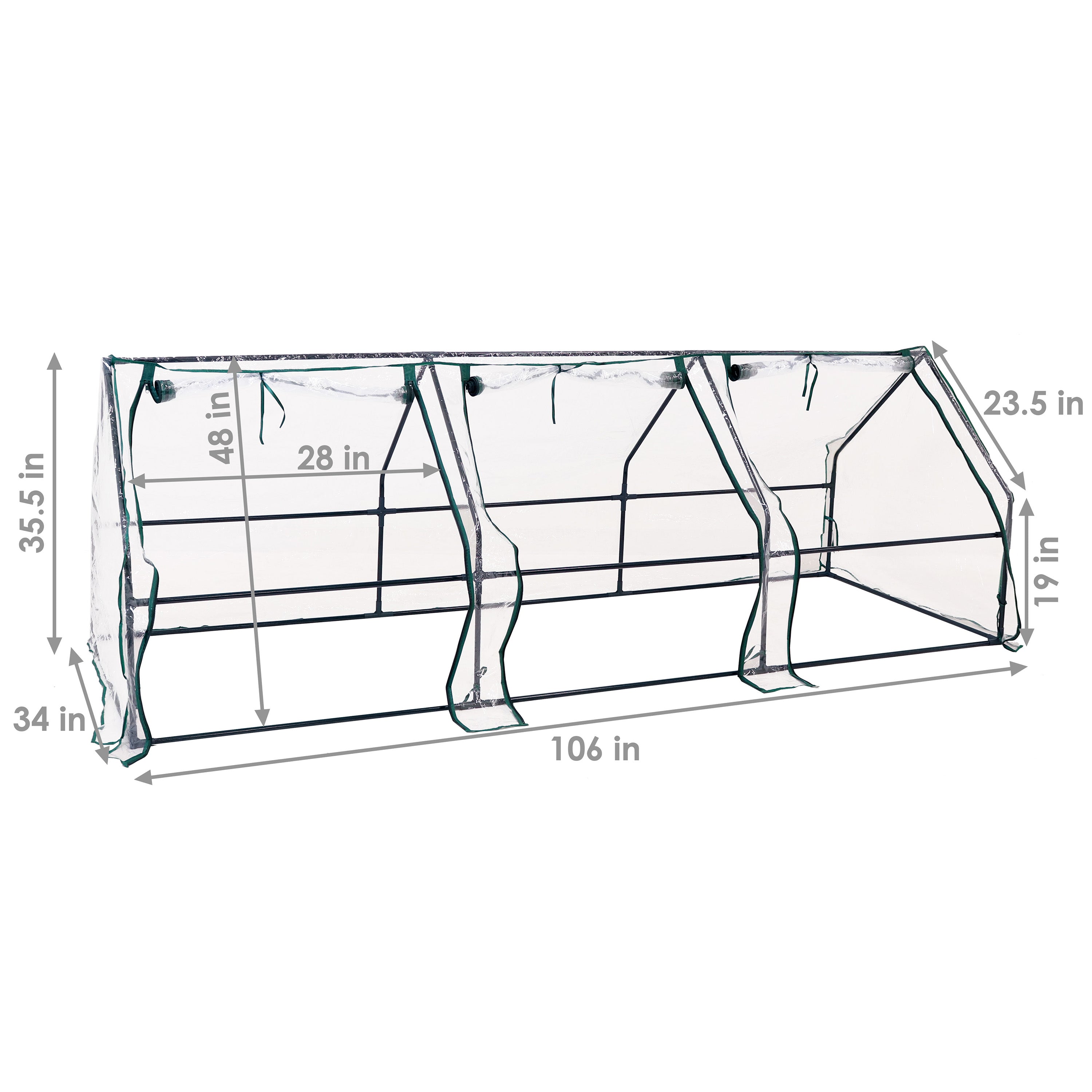 Sunnydaze Outdoor Portable Slanted Top Plant Shelter Mini Cloche Greenhouse with Zipper Doors - 36