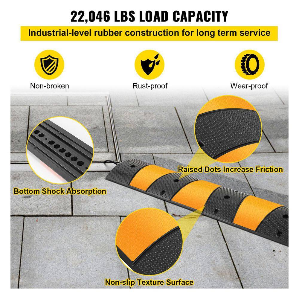 VEVOR 72.8 in. x 12.2 in. x 2.2 in. Cable Organizer 2-Channel Speed Bump 22046 lbs. Load Cable Protector Ramp 1-Pack GXB1G6FTZHHXJJSD1V0