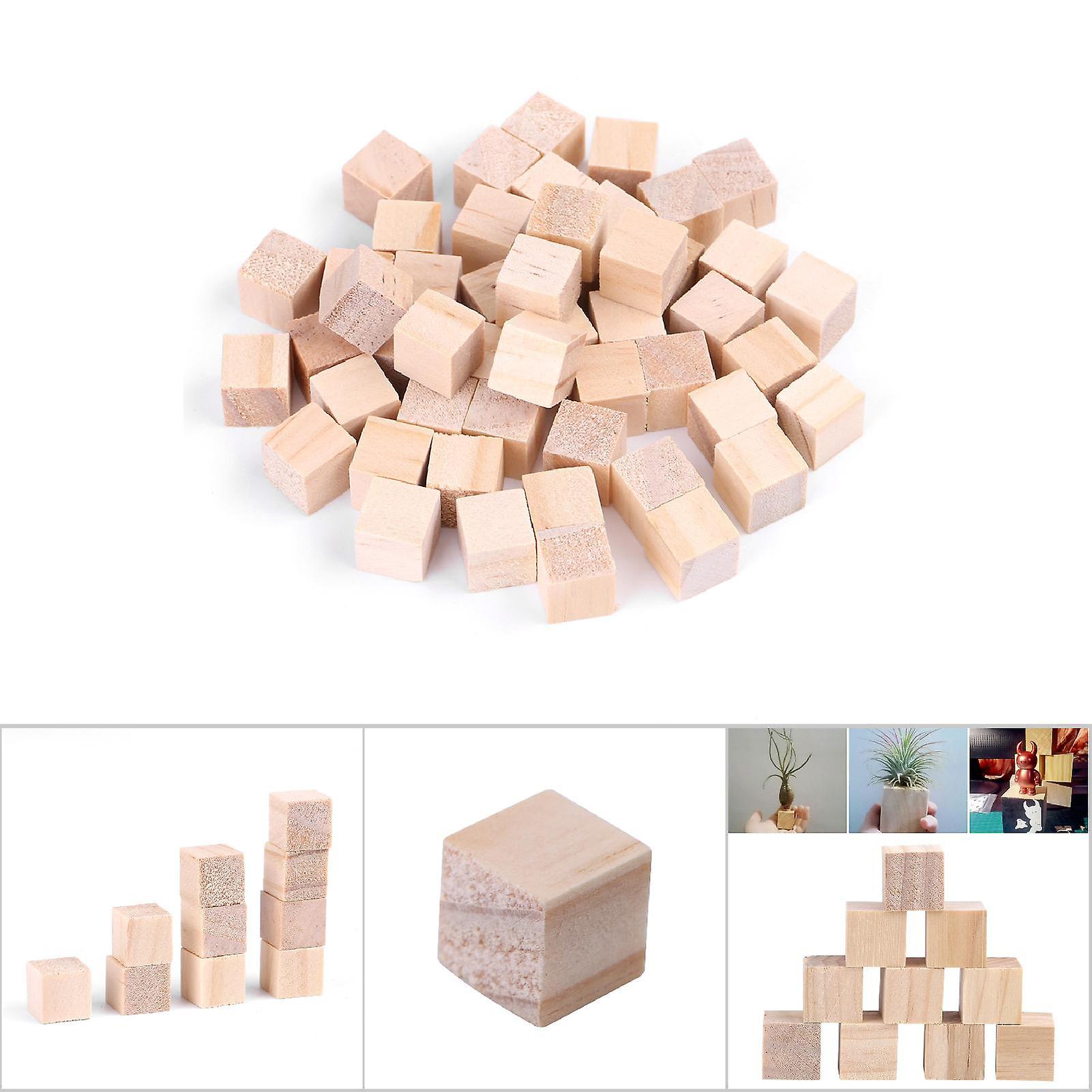 50pcs Natural Square Wooden Blocks Cubes For Diy Crafts Handmade Woodcrafts Toy Home Decor 10mm