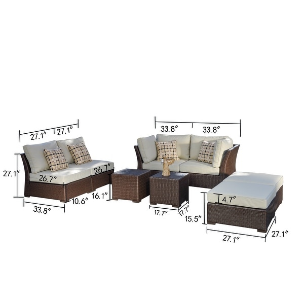 Corvus Oreanne 8piece Brown Wicker Sectional Patio Furniture Set