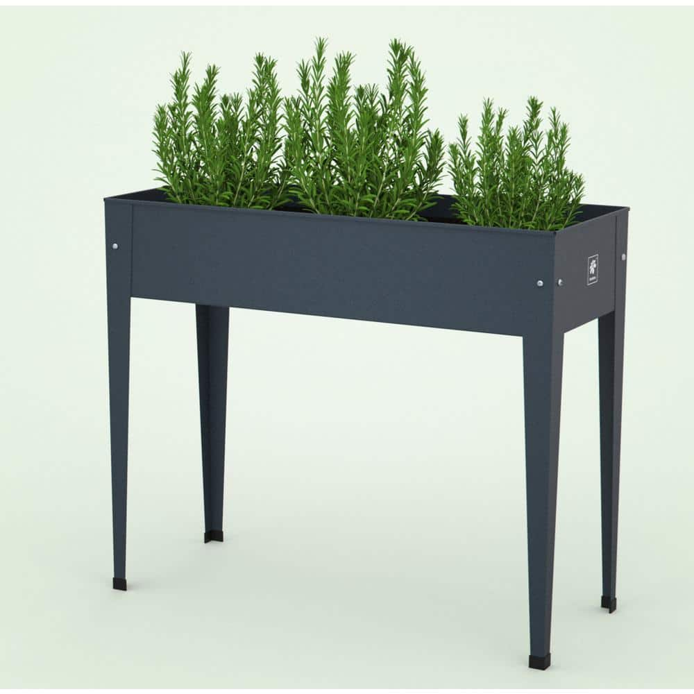 Herstera Urban Planter 39.3 in. L x 15.7 in. D x 33 in. H Anthracite Galvanized Steel Raised Planter HER2001