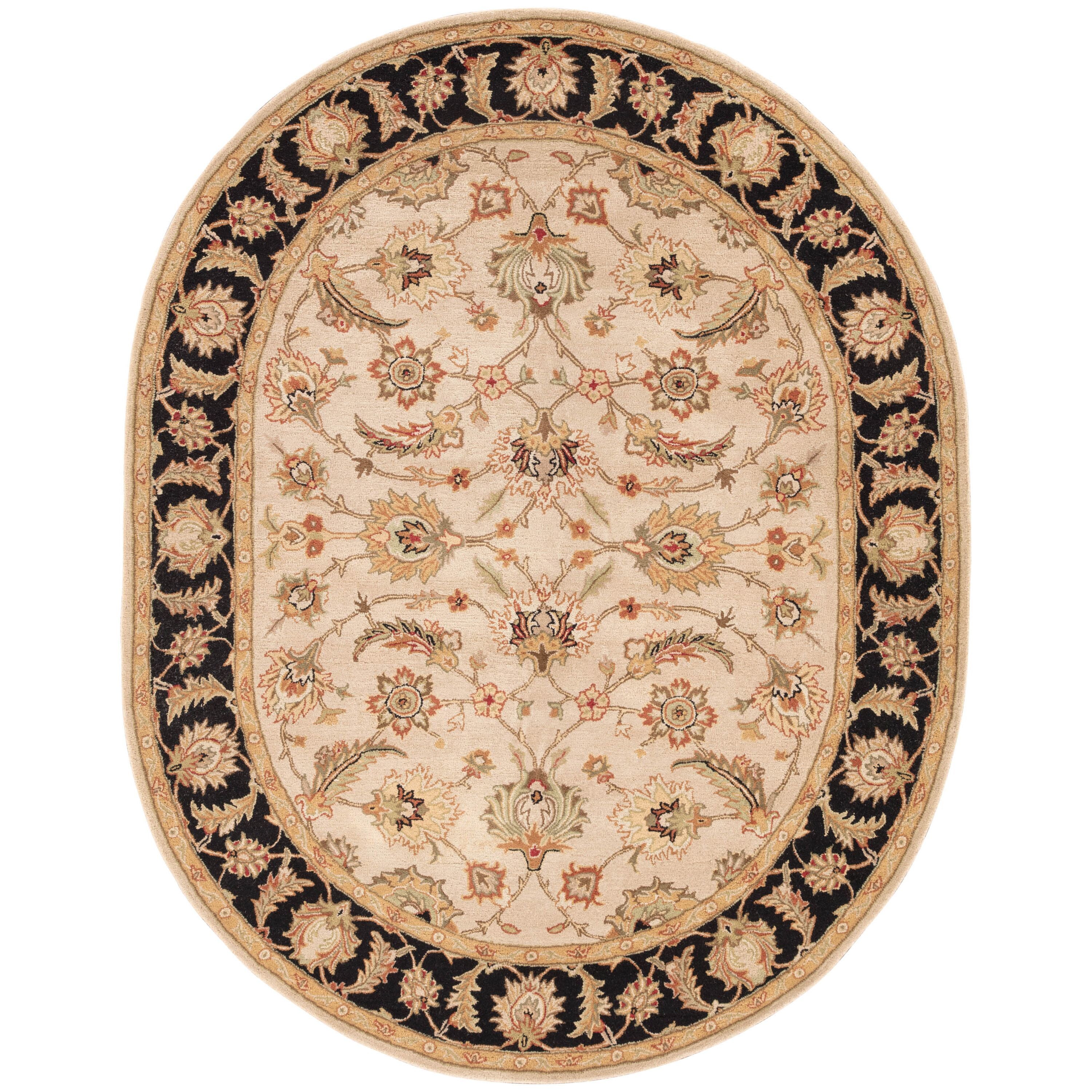 Selene Handmade Floral Beige & Black Area Rug