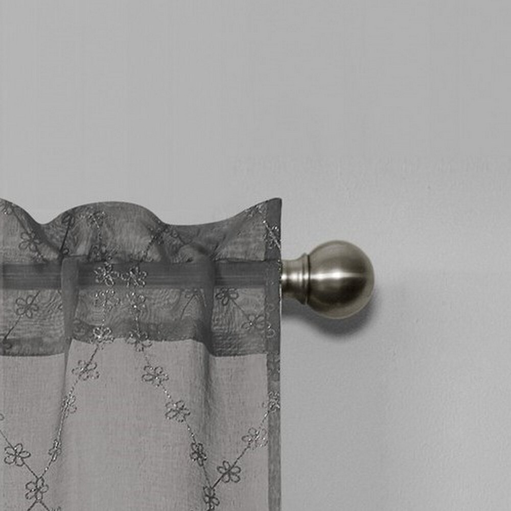 VCNY Home Layla 2 Piece Grey Embroidered Rod Pocket Sheer Curtain Panel Set   56\