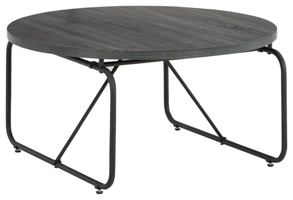 Modern 3 Piece Coffee Table Set With Side Tables  Metal Base  Charcoal   Industrial   Coffee Table Sets   by VirVentures  Houzz