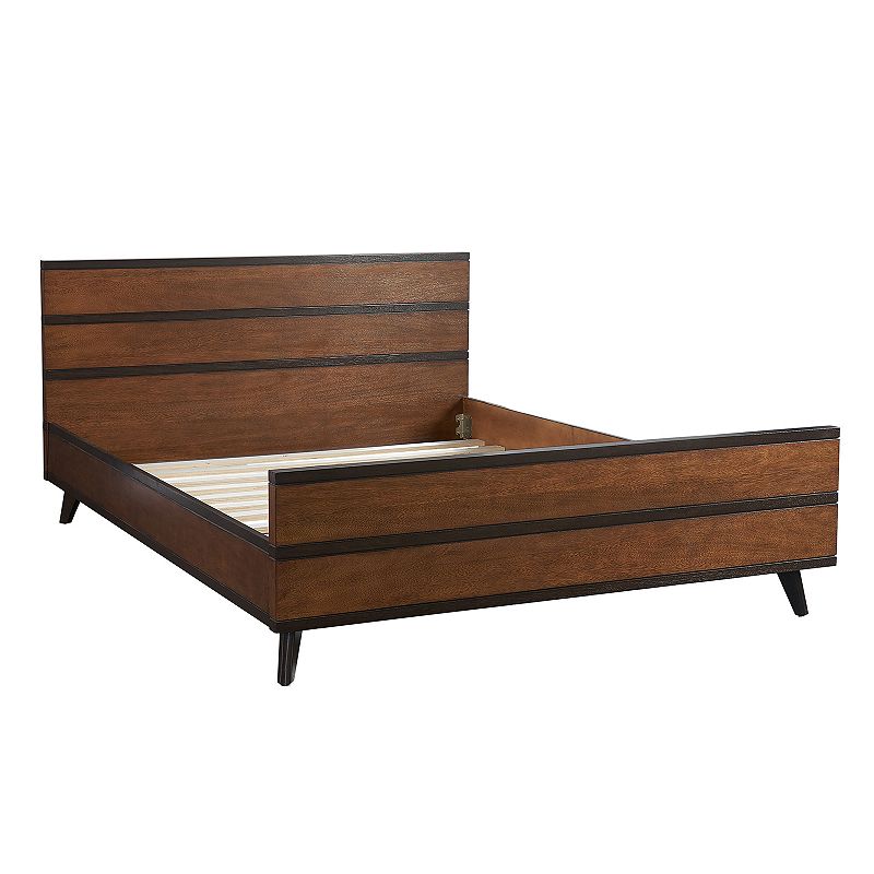 Linon Mid-Century Two-Tone Platform Queen Bed