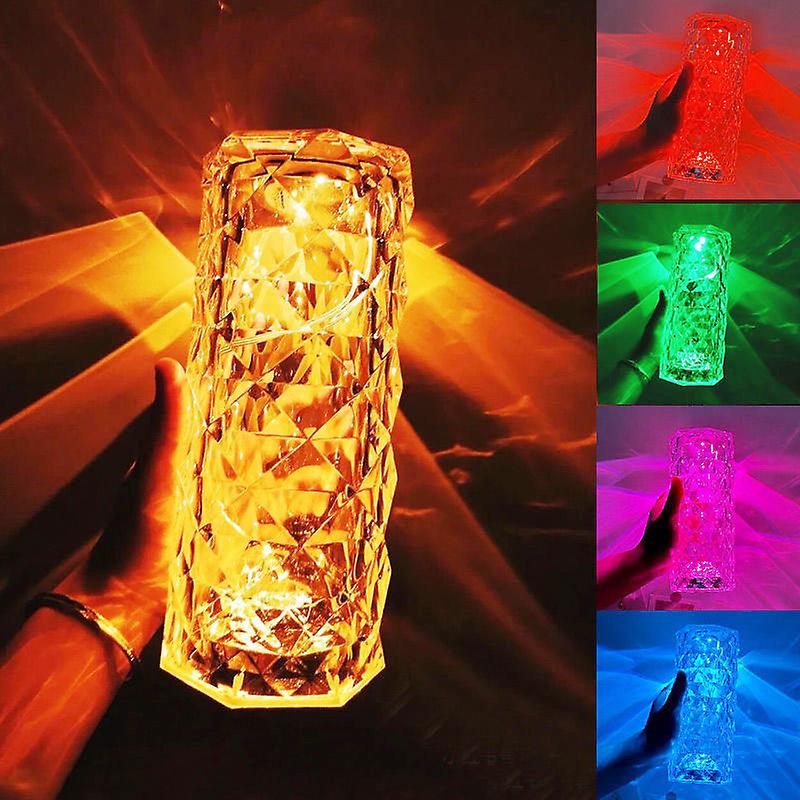 Multicolor Lamp Atmosphere Diamond Rose Usb Table Desk Night Light Acrylic Crystal Lighting Gift Bar Decorative Bedroom Bedside