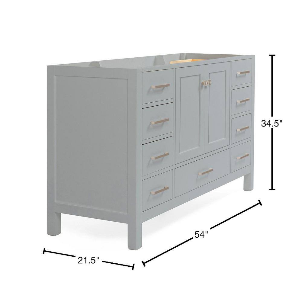 ARIEL Cambridge 54 in. W Vanity Cabinet Only in Grey A055S-BC-GRY