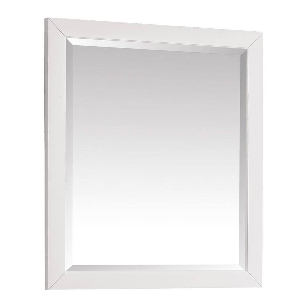 Home Decorators Collection 28 in. W x 32 in. H Framed Rectangular Beveled Edge Bathroom Vanity Mirror in White finish 15101-M28-WT