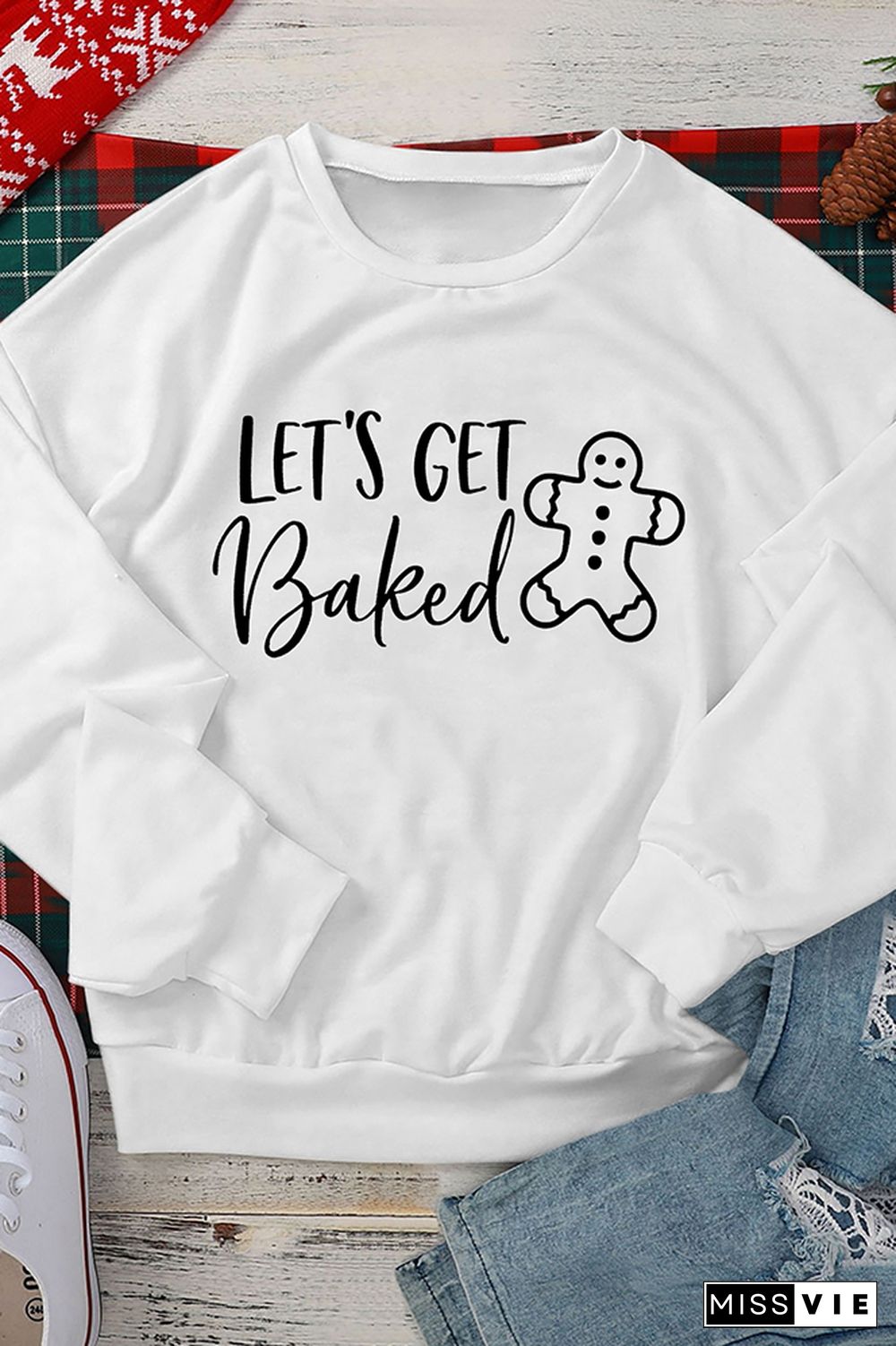 Let's Get Baked Crew Neck Pullover Sweatshirt Wholesale