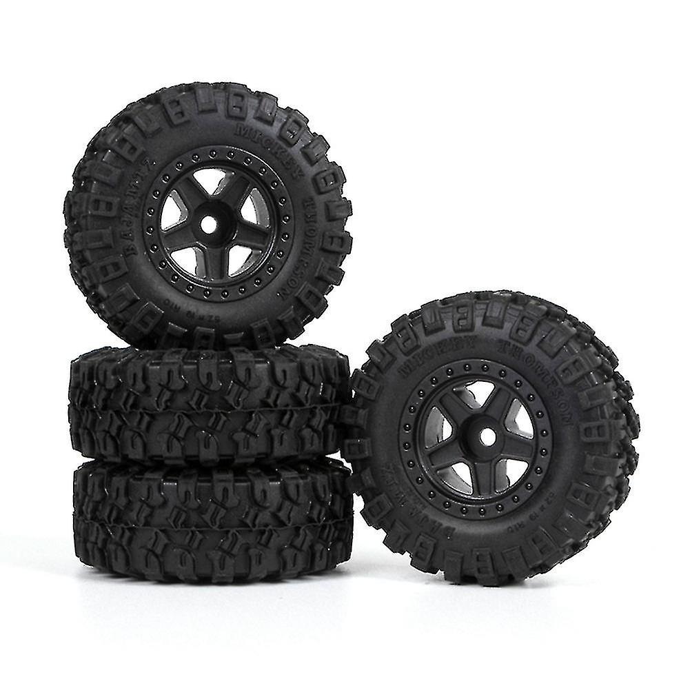 4pcs 52mm Tires 1.0 Inch Nylon 5-spokes Beadlock Wheel Rims Set For 1/24 Rc Crawler Car Axial Scx24