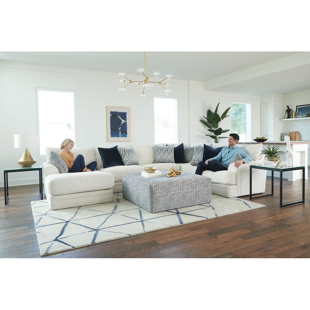 Pearson 4 Piece Fabric Sectional Chaise with Ottoman  Natural