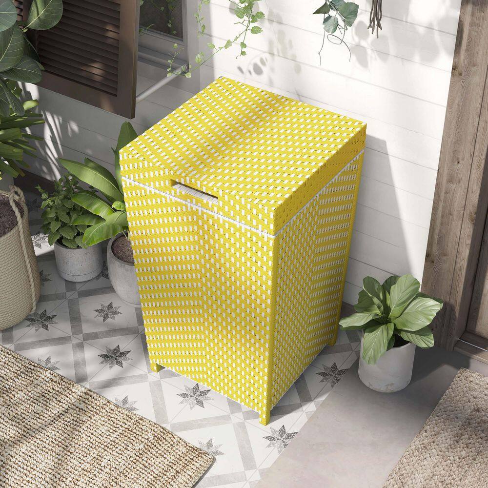 Furniture of America Limewood 120 Gal. Yellow and White Outdoor Trash Can (Set of 2) IDF-OA1863YW-2P