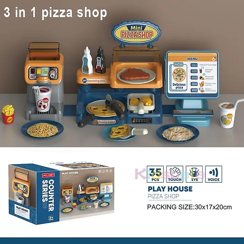 Kids toys simulation pizzeria playing salesman playset shopping cash register kids toys