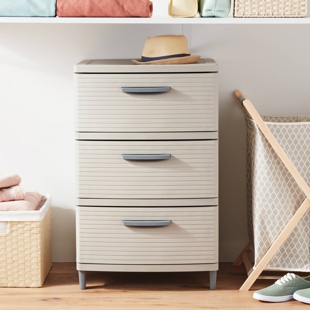 3 Drawer Storage Cabinet Gray