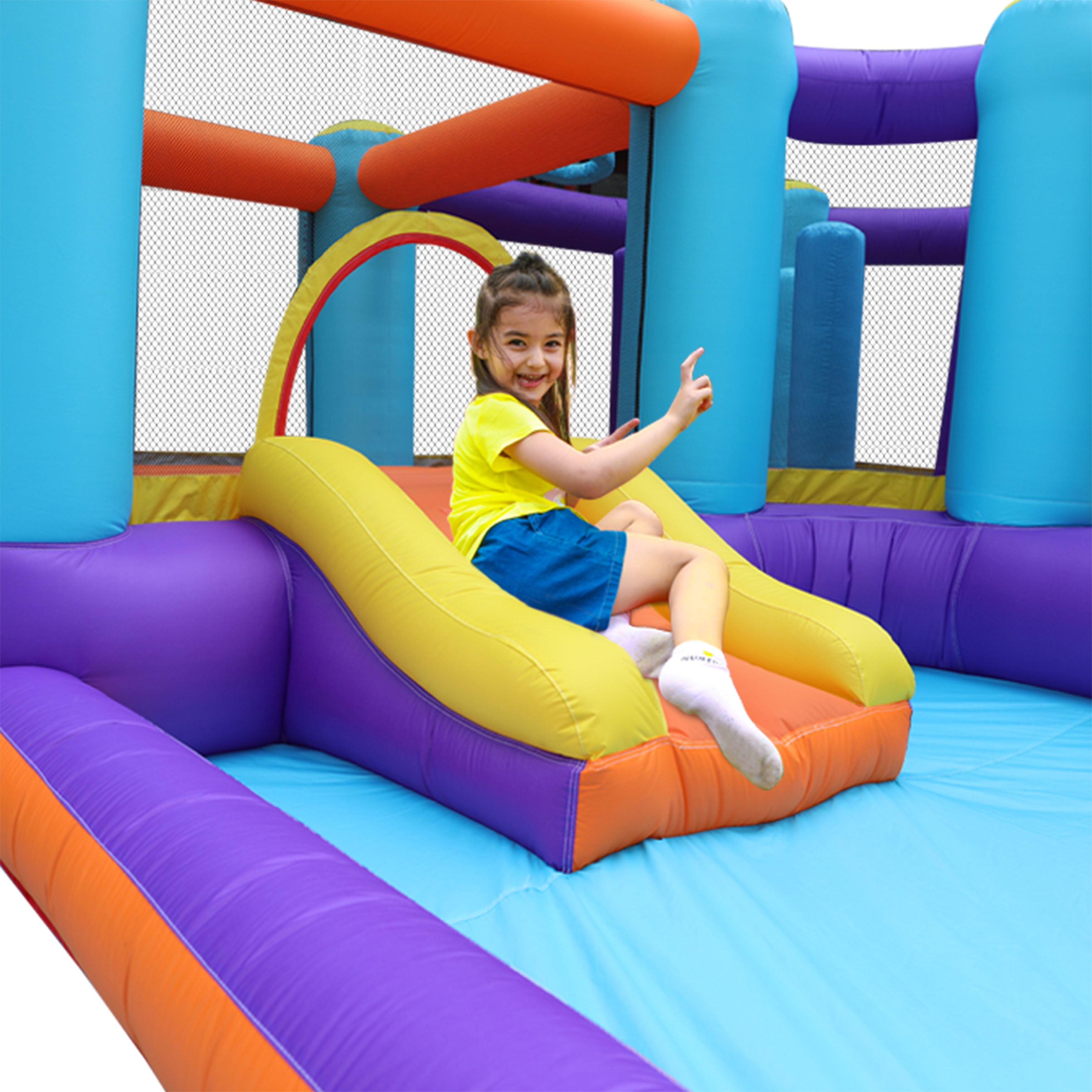 ALEKO BHPLAY Extra Large Inflatable Playtime Bounce House with Splash Pool and Slide