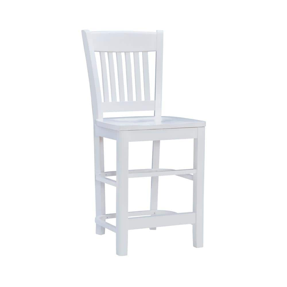 Linon Home Decor Dorothy 40.5 in. White Wood Back Bar Stool with 24 in. High Wood Seat (Set of 2) THDAC3765