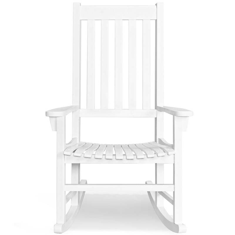 2 Pcs Acacia Wood Rocking Chairs High Back Outdoor Rocker for Porch Patio Lawn