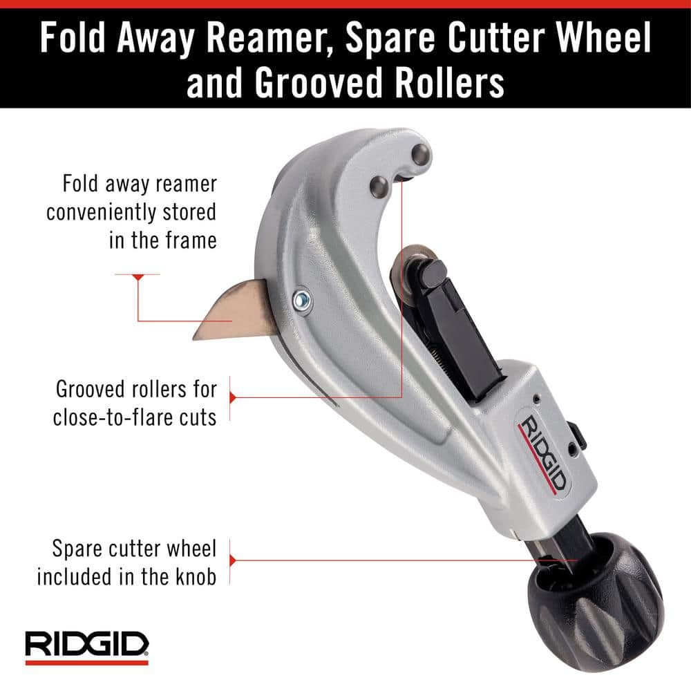 RIDGID 1/4 in. to 1-5/8 in. 151 Quick Acting Copper Pipe & Aluminum Tubing Cutter w/ Easy Change Wheel Pin + Spare Wheel 31632