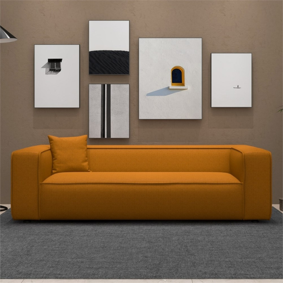 Canary Modern Living Room Dark Yellow French Boucle Fabric Sofa   Contemporary   Sofas   by Homesquare  Houzz