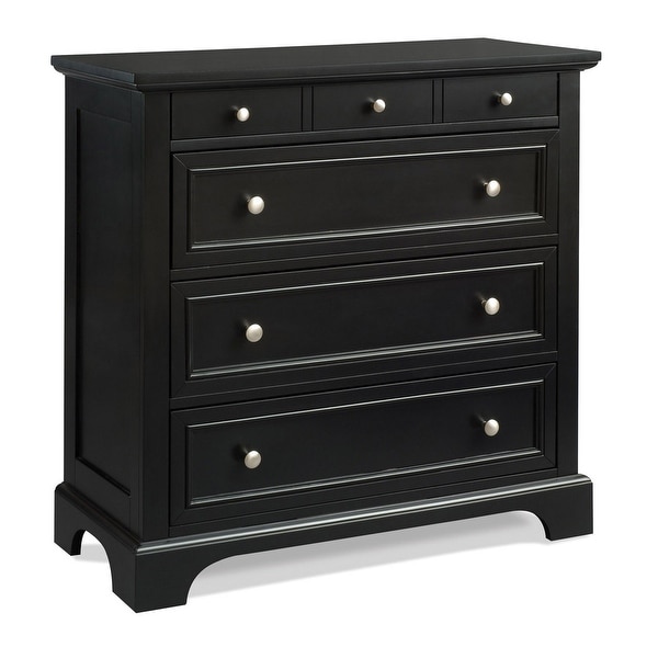 Homestyles Bedford Black Wood Queen Bed， Two Nightstands and Chest - - 35697708