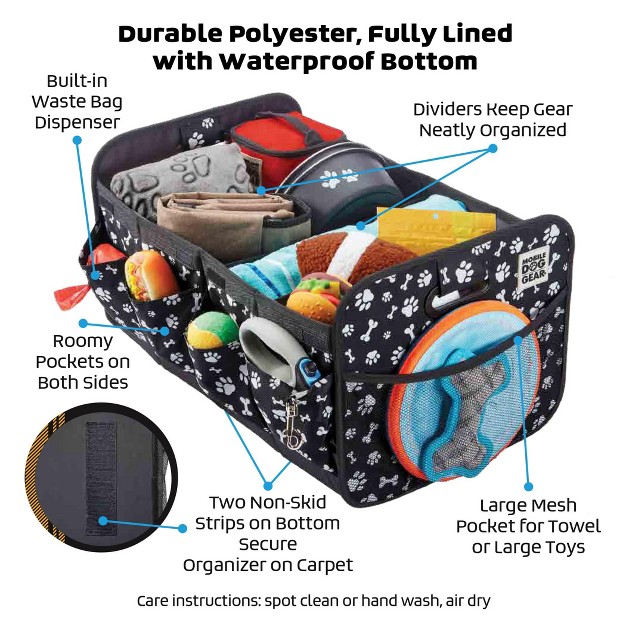 Dogssentials Collapsible Storage Organizer With Built in Waste Bag Dispenser amp 1 Bag Roll