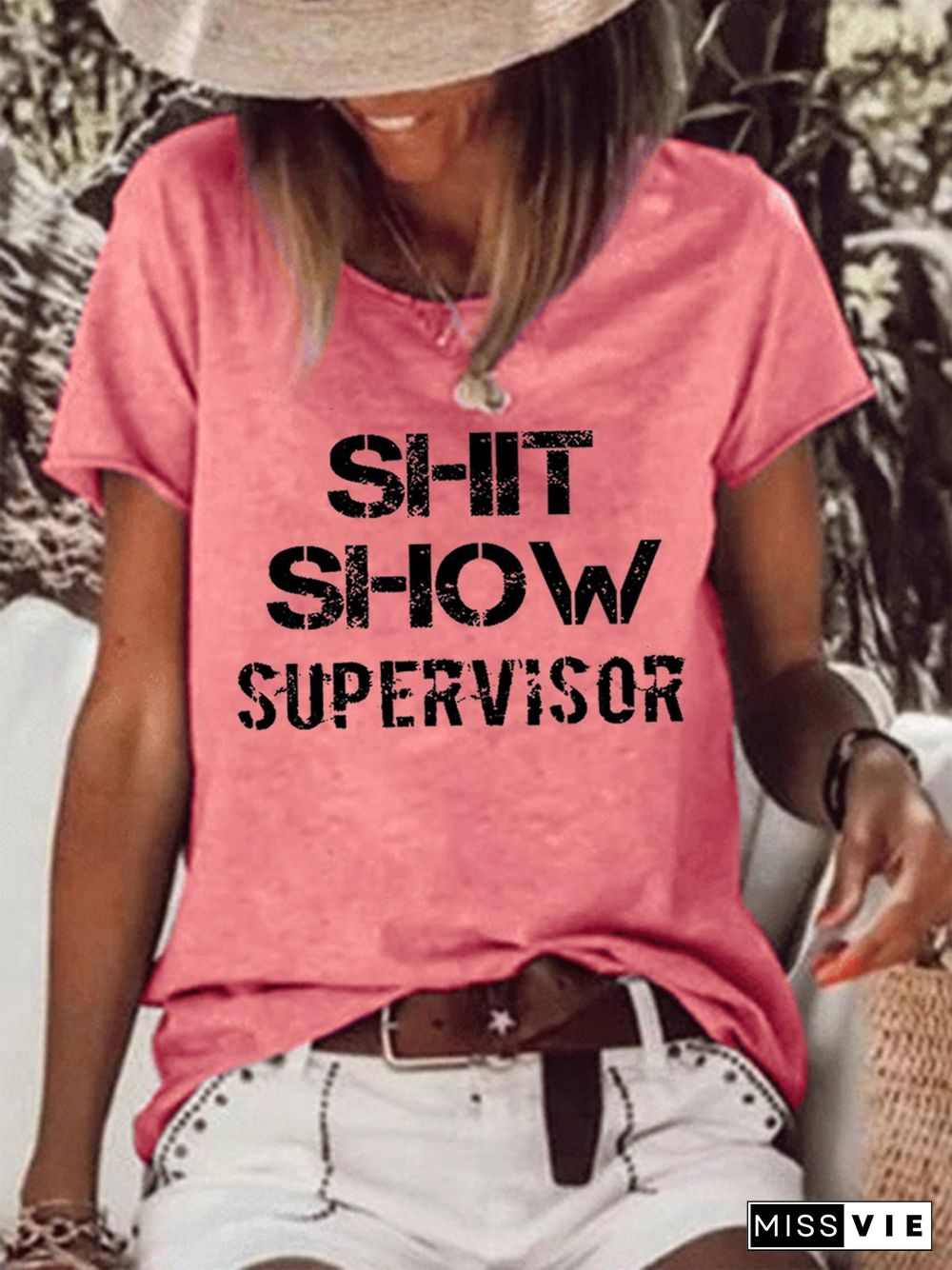 shitshow Letter Crew Neck Loosen T-shirt