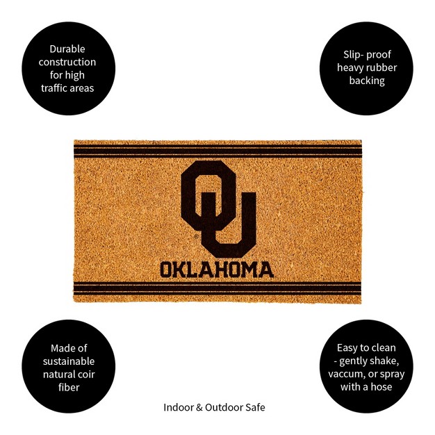 Evergreen University Of Oklahoma Logo Turf Mat Brown 28 X 16 Inches Indoor Outdoor Doormat