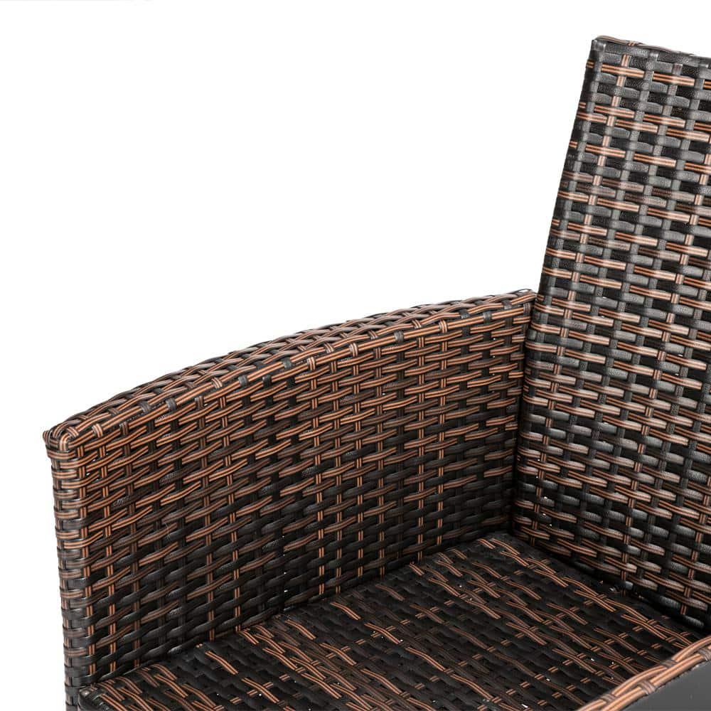 Winado All Weather Brown Wicker Outdoor Loveseat with White Cushions