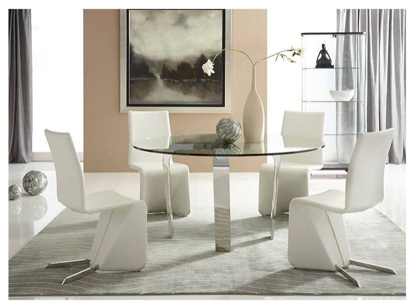 Brazil Dining Chair  White Soft Polyurethane Cover And Stainless Steel Frame   Contemporary   Dining Chairs   by Peachtree Fine Furniture  Houzz