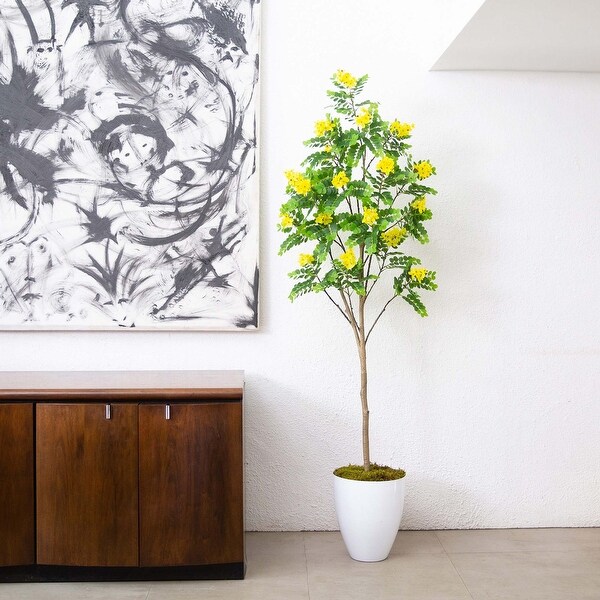 6' Artificial Flowering Citrus Tree with Real Touch Leaves