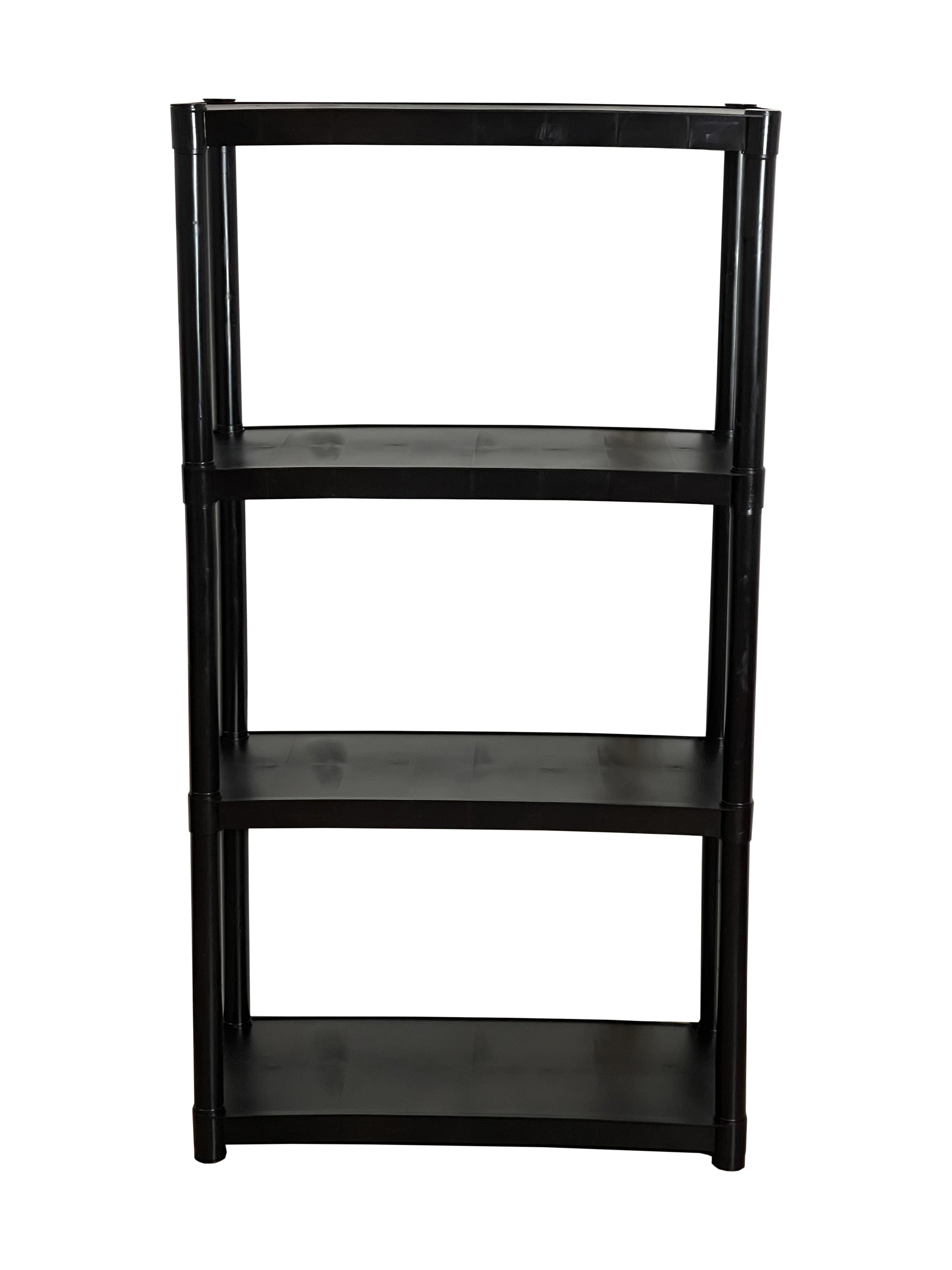 Juggernaut Storage Freestanding 4-Shelf Plastic Storage Shelf, Black, 280 lb Capacity