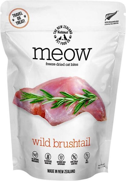 The New Zealand Natural Pet Food Co. Meow Wild Brushtail Grain-Free Freeze-Dried Cat Treats， 1.76-oz bag