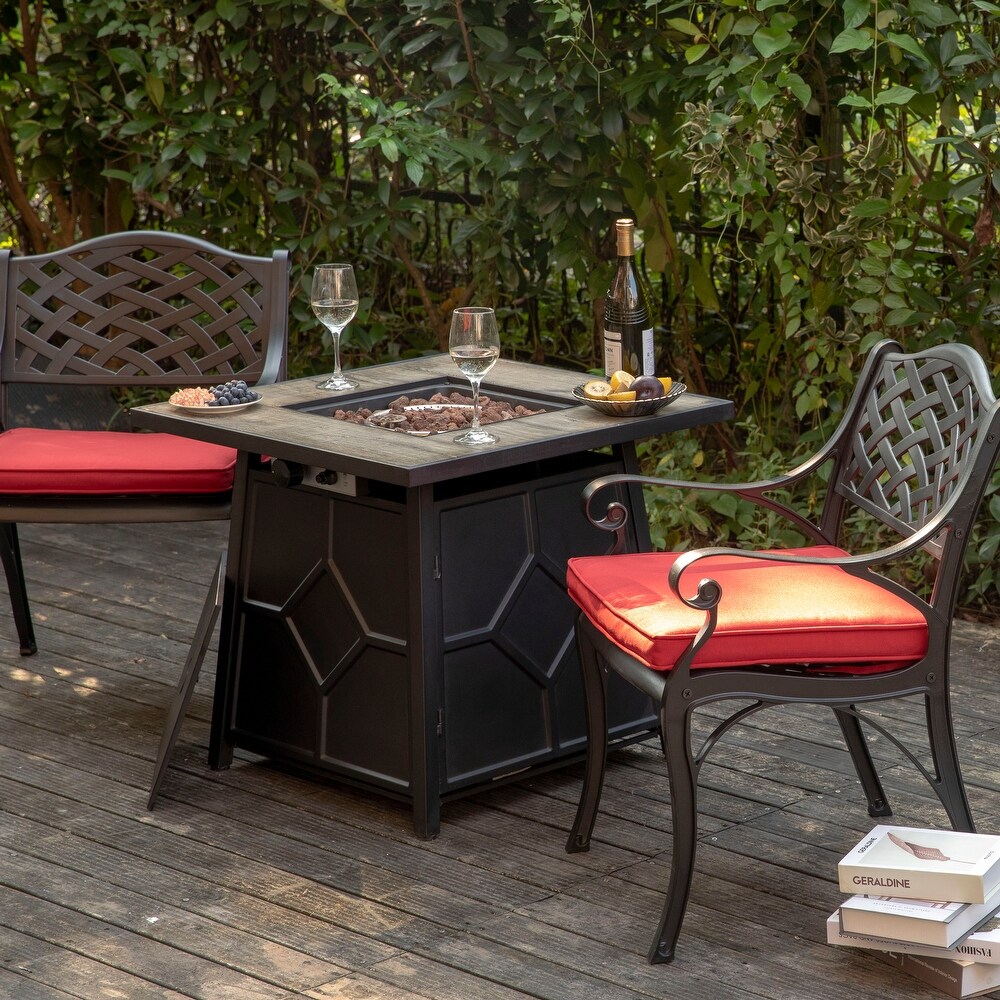 NUU GARDEN MGO Tabletop Square Fire Pit Table with Cover