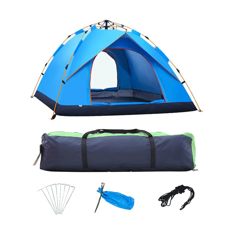 Fully automatic waterproof tent outdoor 3 4 person thickened Oxford cloth rain proof double door camping tent