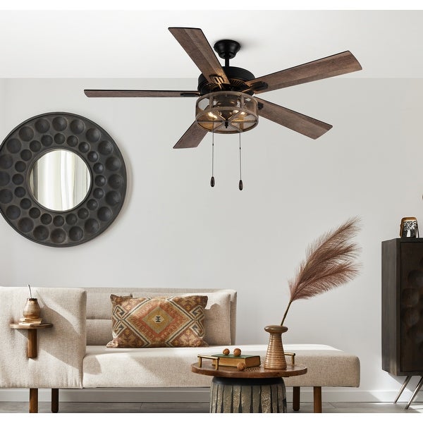 Carbon Loft Dixsie 5-blade Woodgrain Farmhouse LED Ceiling Fan - 52