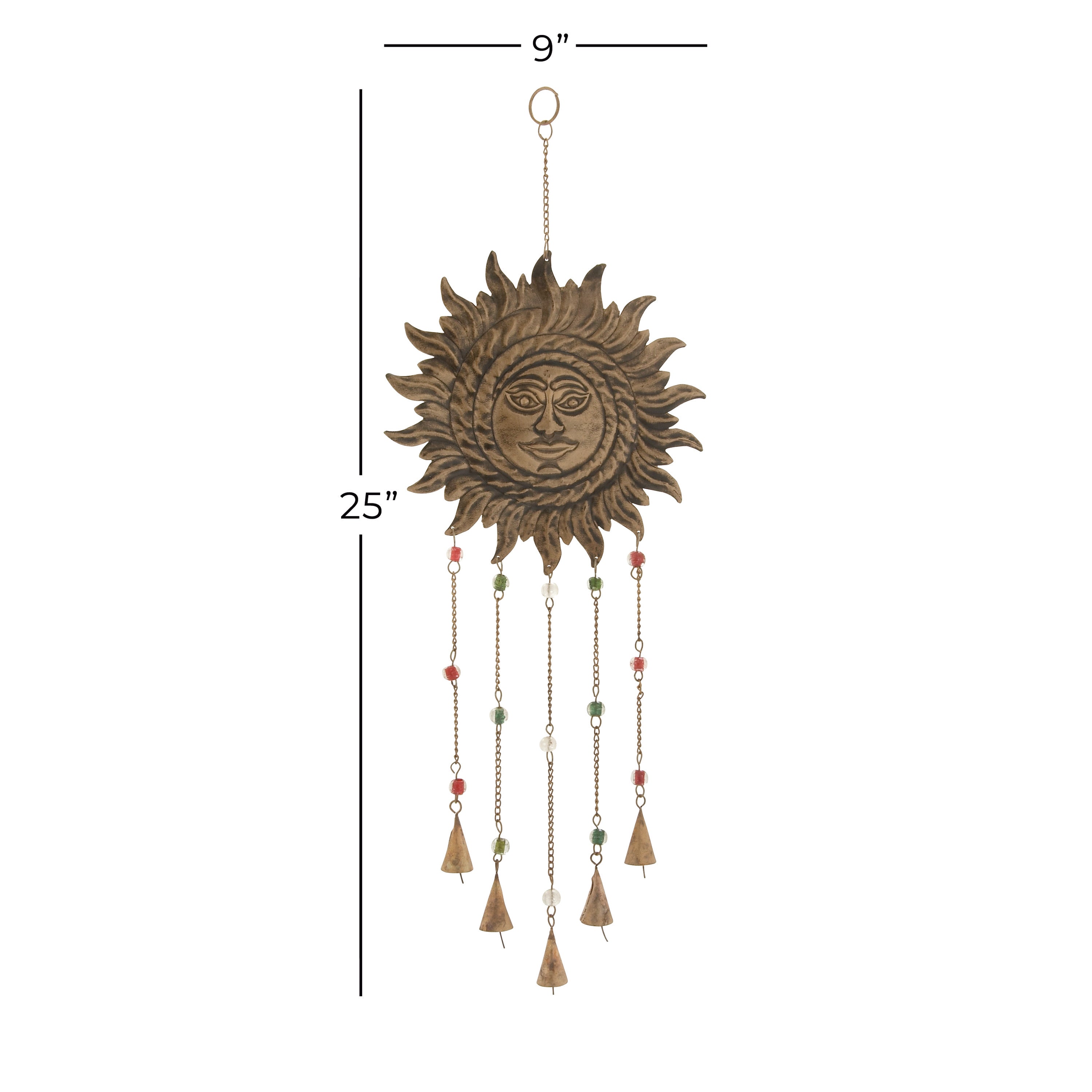 DecMode Eclectic Metal Moon and Sun Windchime Bell， 9