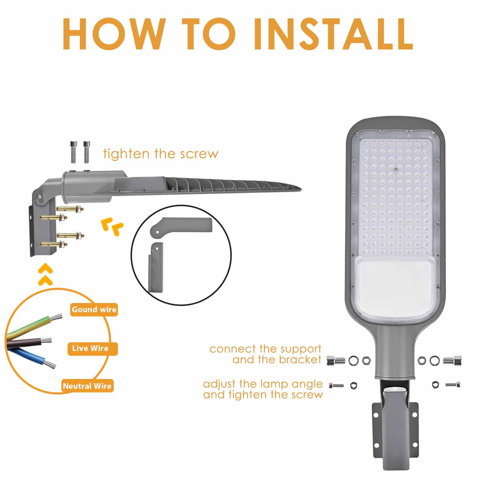 LED Parking Lot Lights 50w， With Dusk To Dawn Photocell