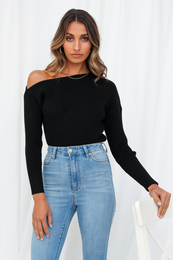 Dream Of A Different Kind Knit Top Black