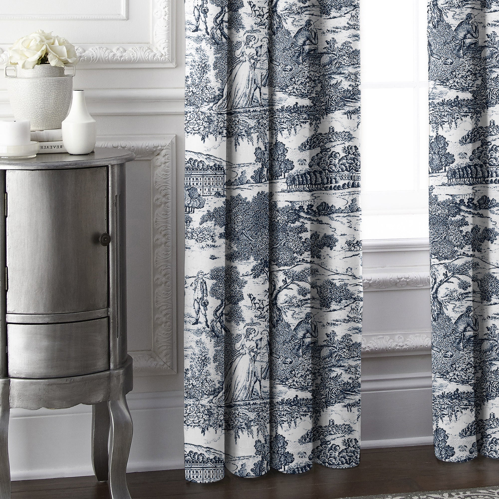 Beau Toile Blue Drapery