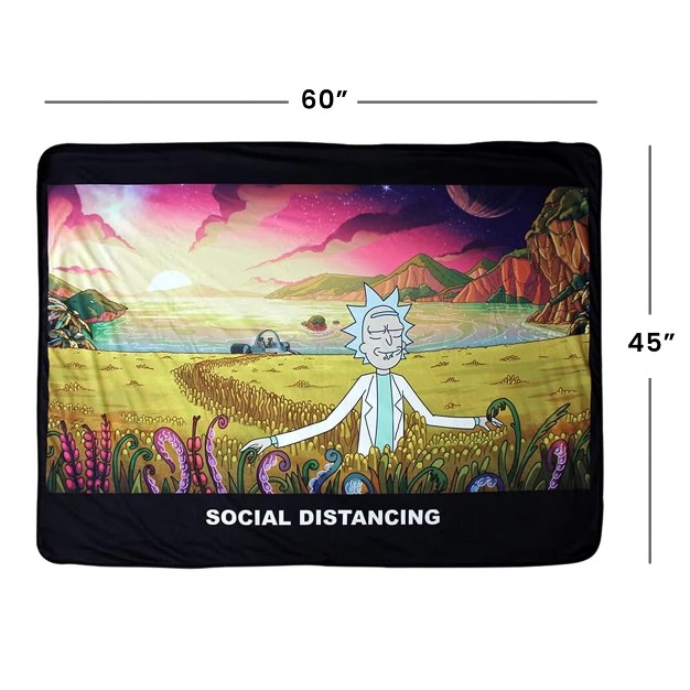 Just Funky Rick And Morty Social Distancing 45 X 60 Inch Fleece Throw Blanket