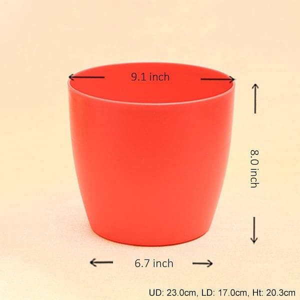 9.1 inch (23 cm) Ronda No. 2320 Round Plastic Planter (Red) (set of 3)