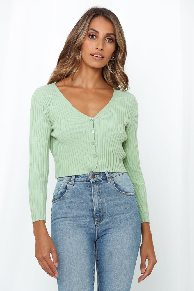 Heartbreak Motel Knit Crop Green