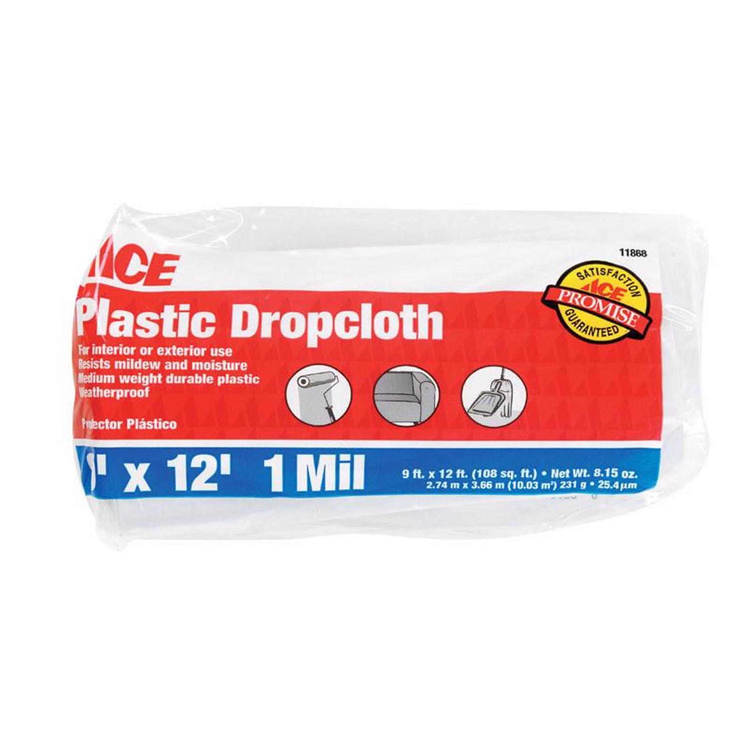 Ace 9 ft. W X 12 ft. L X 1 mil Plastic Drop Cloth 1 pk