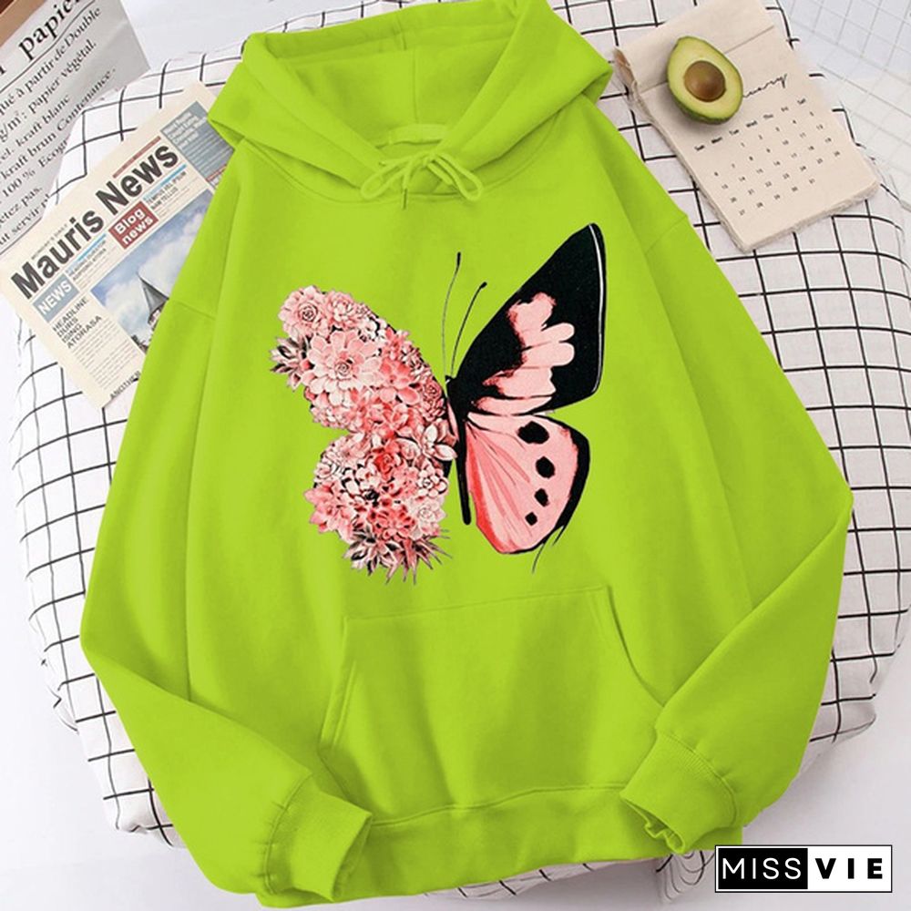 Fashion Funny Butterfly Hoodies For Women Creative Personalized Autumn Winter Sweatshirt Ladies Pullovers