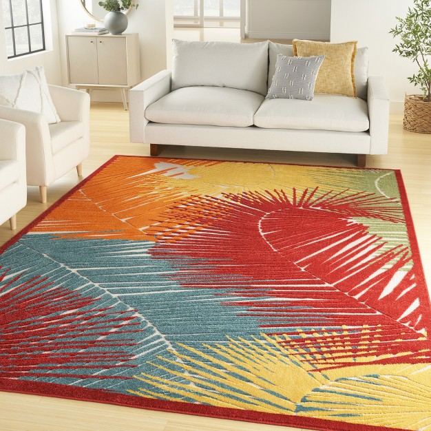 Nourison Aloha Oversized Tropical Palms Flatweave Indoor Outdoor Area Rug