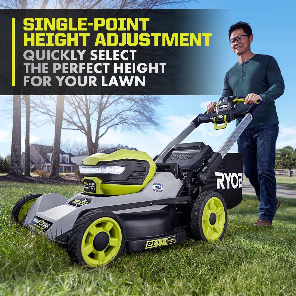 RYOBI 40V HP Brushless 21 in. Cordless Battery Walk Behind Dual-Blade Self-Propelled Mower with (2) 6.0 Ah Batteries  Charger RY401150