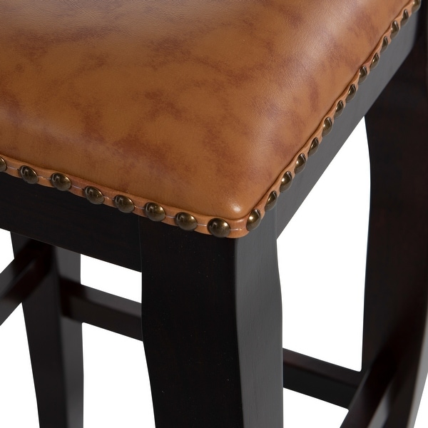 Pinnacle Caramel Faux Leather Backless Square Bar Stool. - N/A