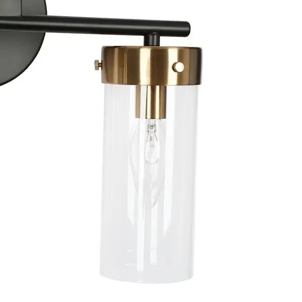 Modern 2-Light Black Bathroom Vanity Light Cylinder Glass Wall Sconces - 12.5